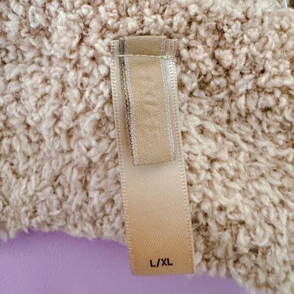 SKIMS Cozy Knit Teddy Tie Open Back Halter Bra Crop Top Camel Lounge Size L NEW - Picture 8 of 12